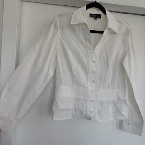 Jones New York Cream Button-Up Blouse 100% Cotton